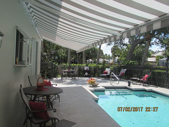 South side pool, spa, awning