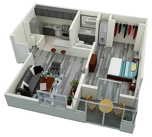Floor plan Vetra Research Park One Bedroom