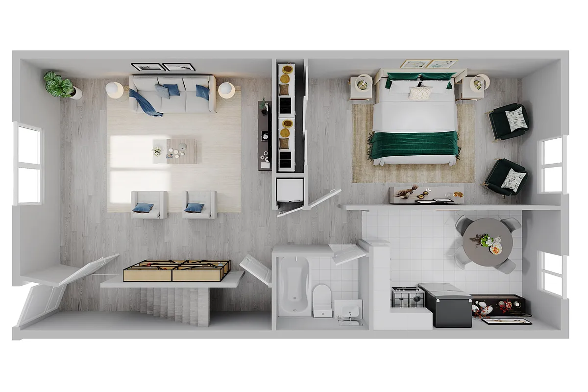 Floor plan 1 Bed 1 Bath - Manor