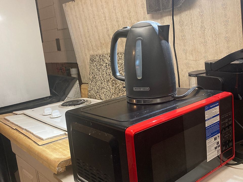 Kitchenette, stove top microwave stand mini fridge