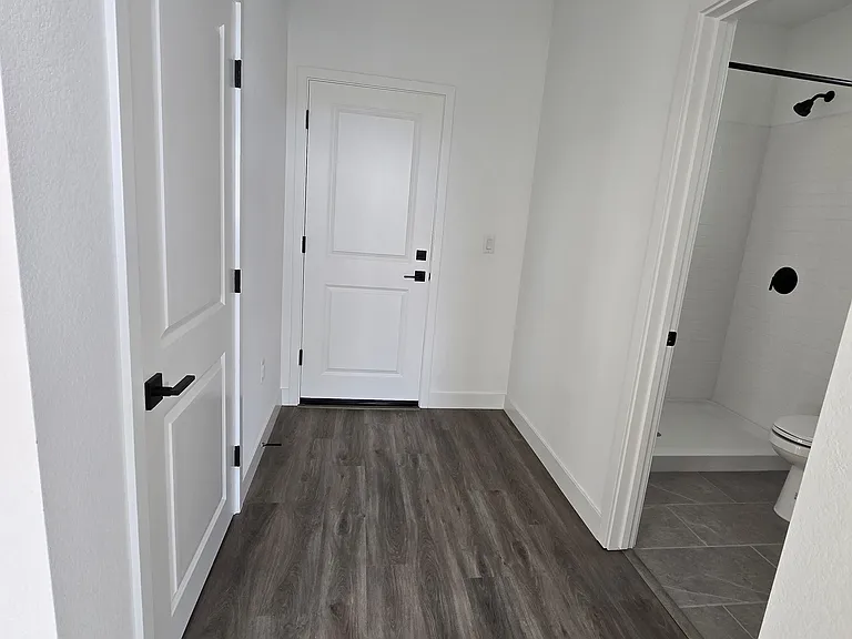 Garage door and downstairs full bathroom