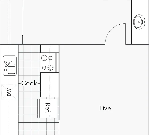 A1R | 1-Bedroom Floorplan A1R | 1-Bedroom Floorplan
