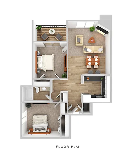 Floor plan 2 Bedroom 1 Bath