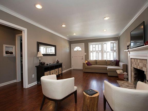 Living Room with wood burning fireplace