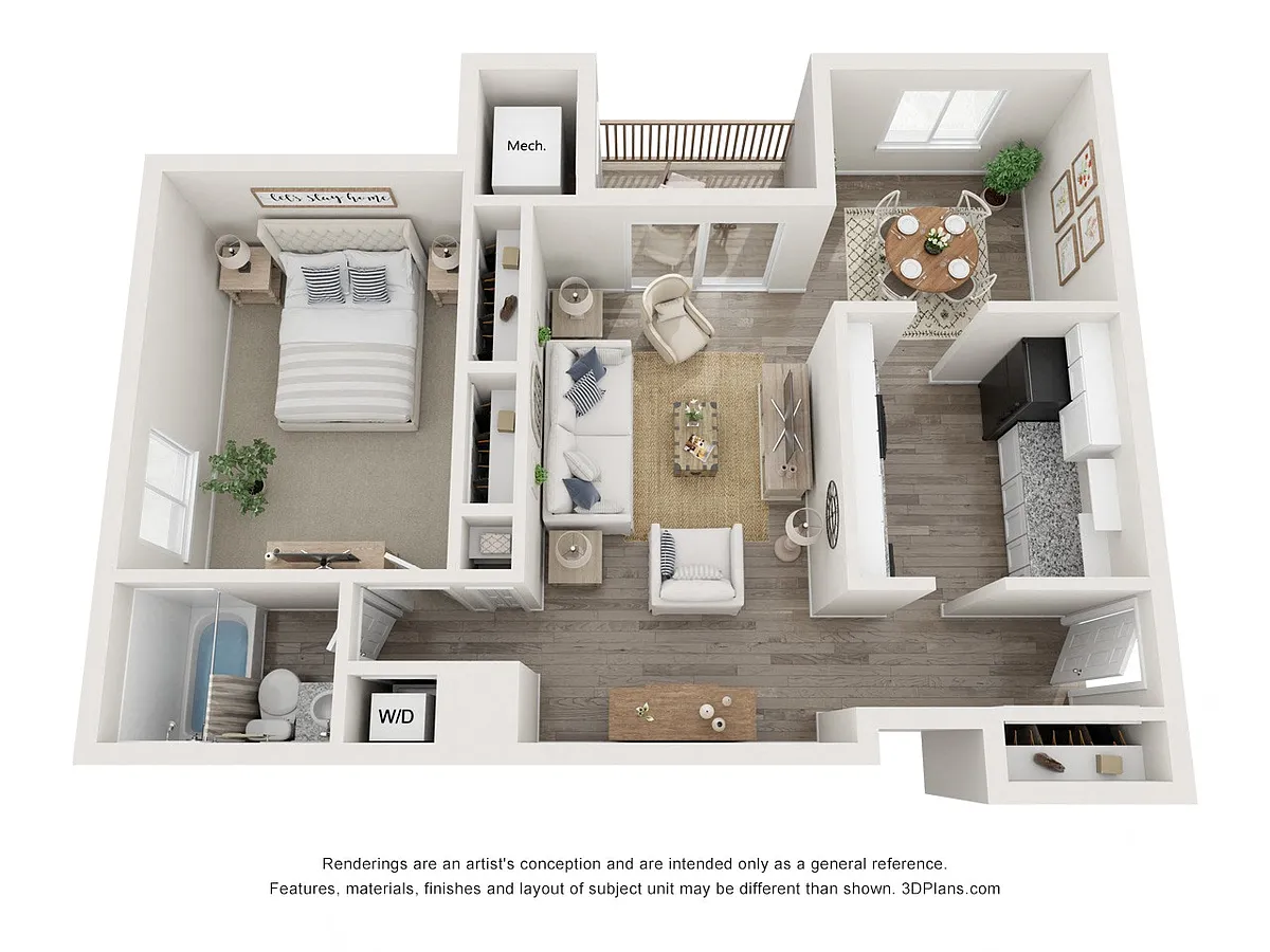 Floor plan One Bedroom, One Bath