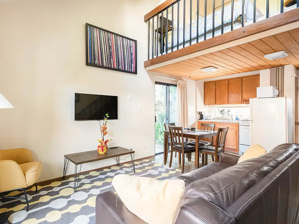 Living room and loft bedroom