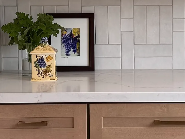 Custom kitchen cabinetry, with extra-deep drawers for storing large appliances and cookware