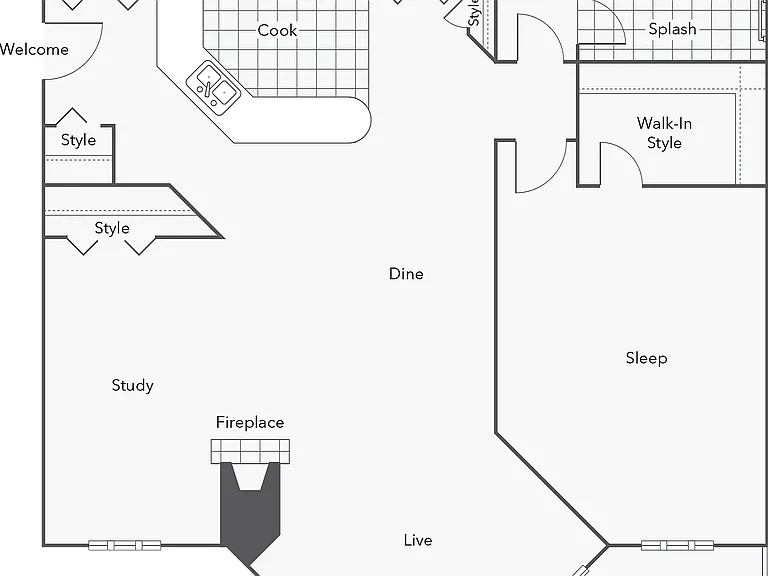 1 BR x 1 BA - B1 (Affordable 50) Floorplan 1 BR x 1 BA - B1 (Affordable 50) Floorplan