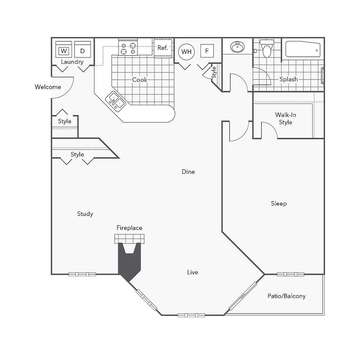 Floor plan 1 BR x 1 BA - B1 (Affordable 50)