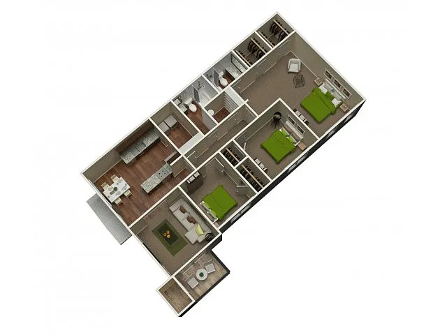 Floor plan 3 Bedroom 2 Bath