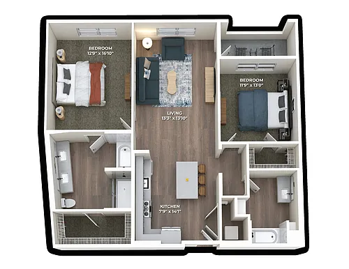 Floor plan B2.4 Two Bedroom