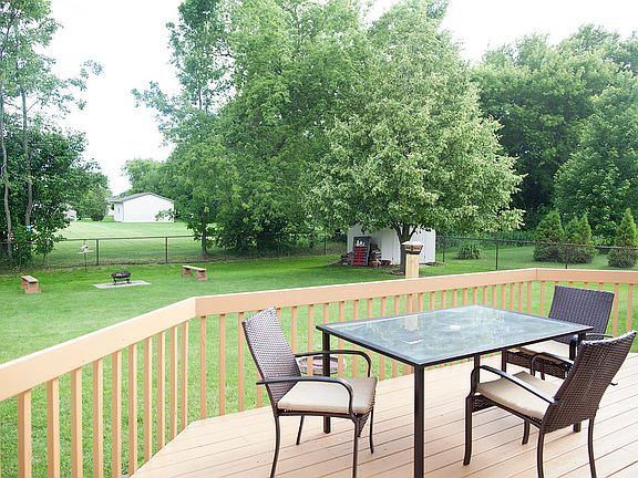 Large deck, backyard view