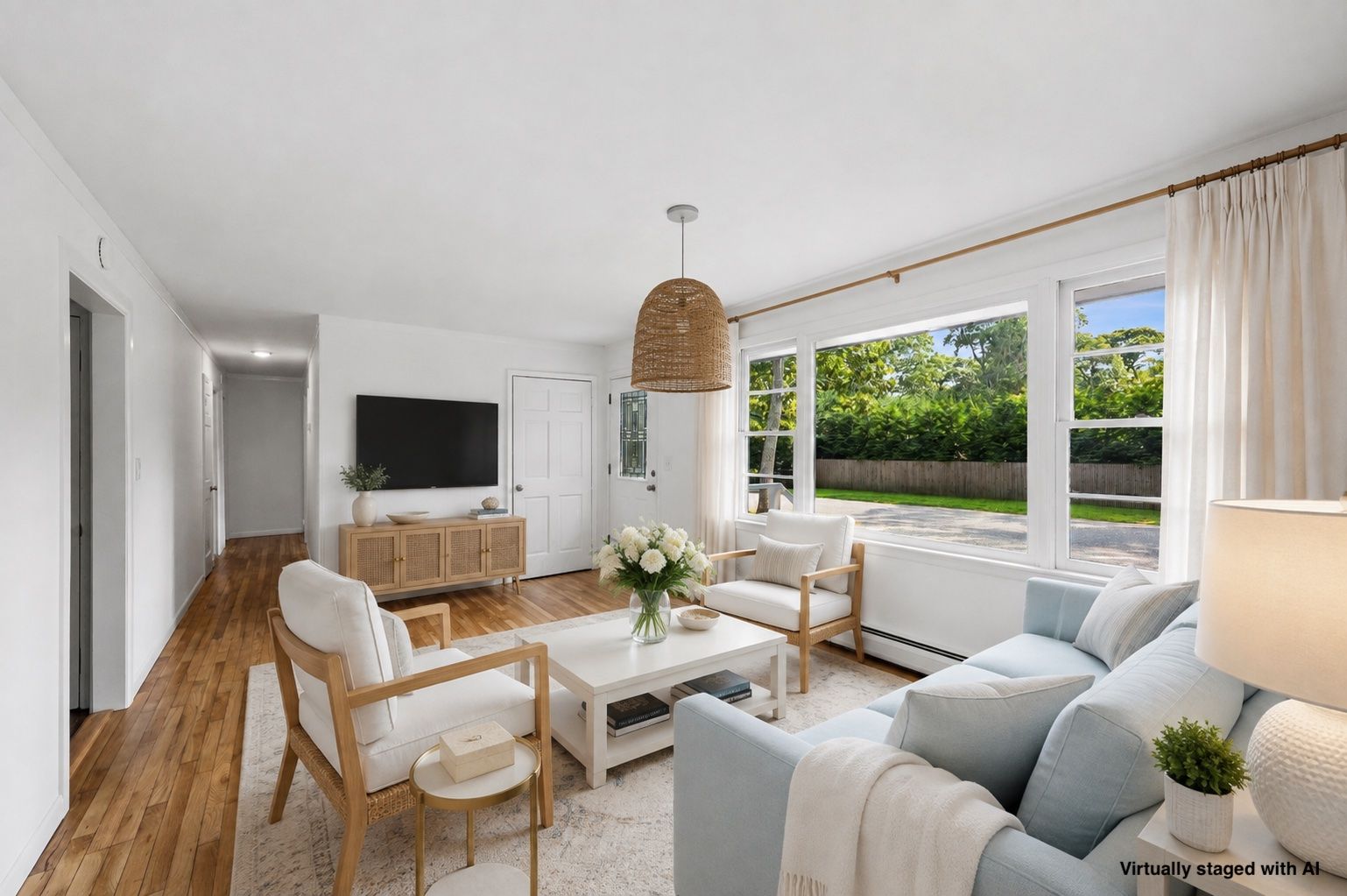 Living room staged with AI