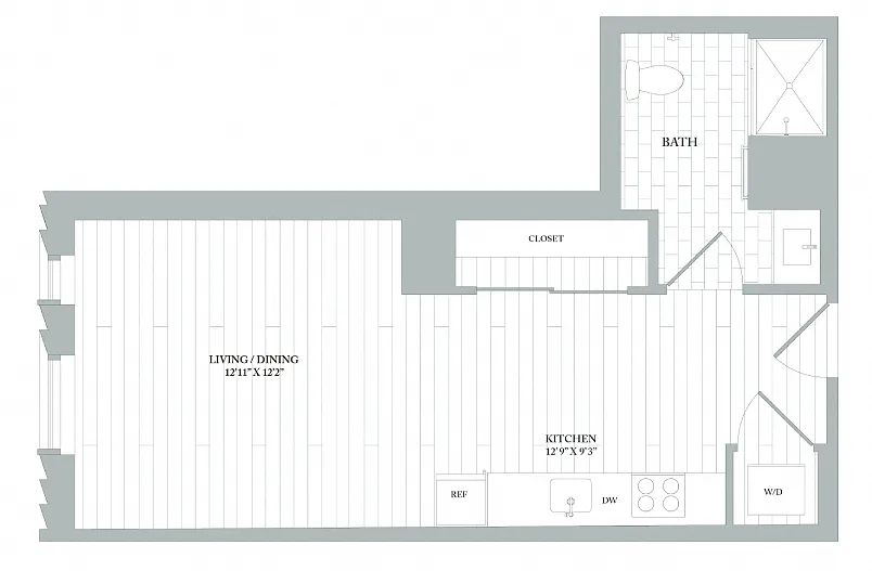 Floor plan S1 | Studio | 1 Bath