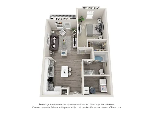 Floor plan 1BD / 1BA