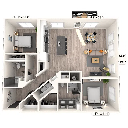 Floor plan B6 2x2 1201 SF-FP