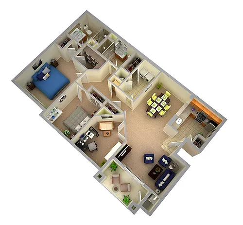 Floor plan 2BIPR Den