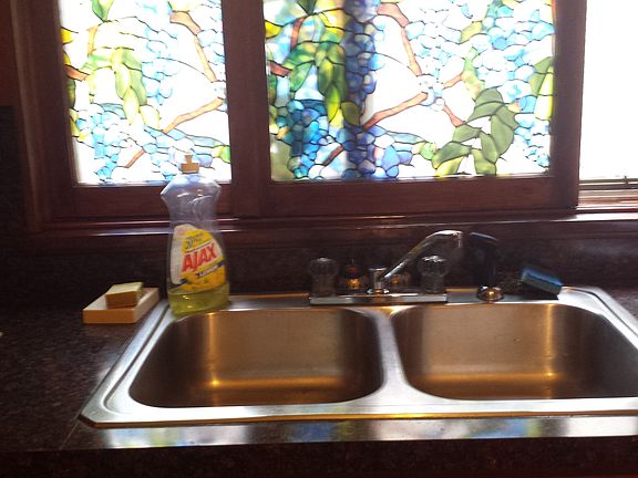 Kitchen stained window