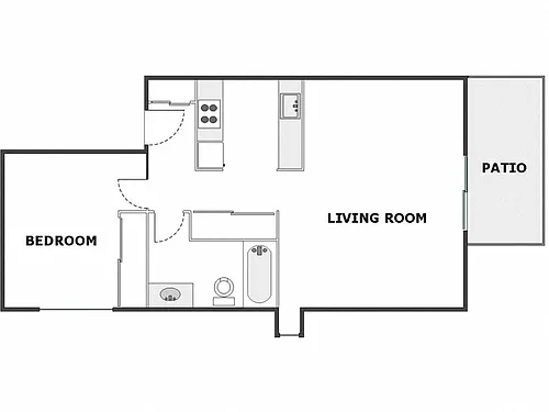 Floor plan 1 Bed / 1 Bath: Type C