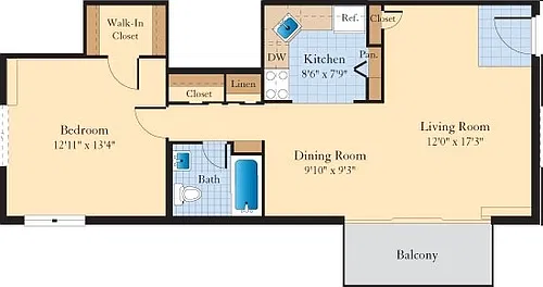 Floor plan 1 Bedroom 1 Bath