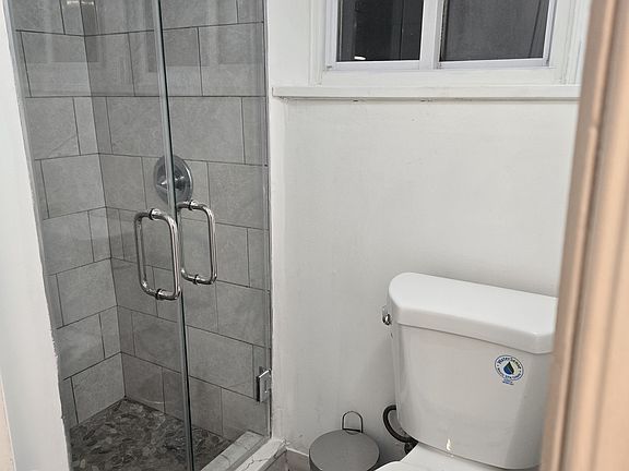 Brand new glass shower doors and custom shower, new toilet