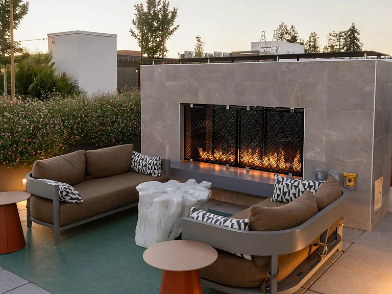 Rooftop Lounge with Fireplace