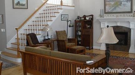 Great Room with open stairway
						:
						Gas log fireplace with custom built mantle.