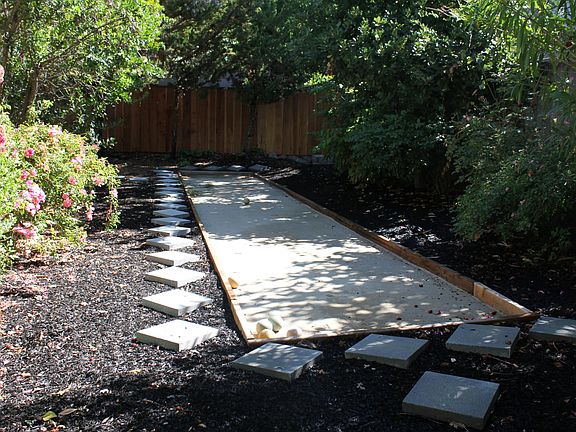 bocce court in backyard