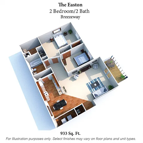 Floor plan The Easton: 2 Bed, 2 Bath