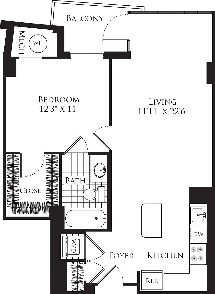 Floor plan 1 Bedroom- 707