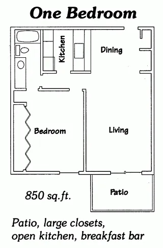 Floor plan 1 Bedroom Large Ranch