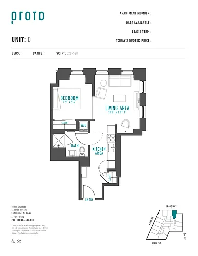 Floor plan 1 Bed/1 Bath-D