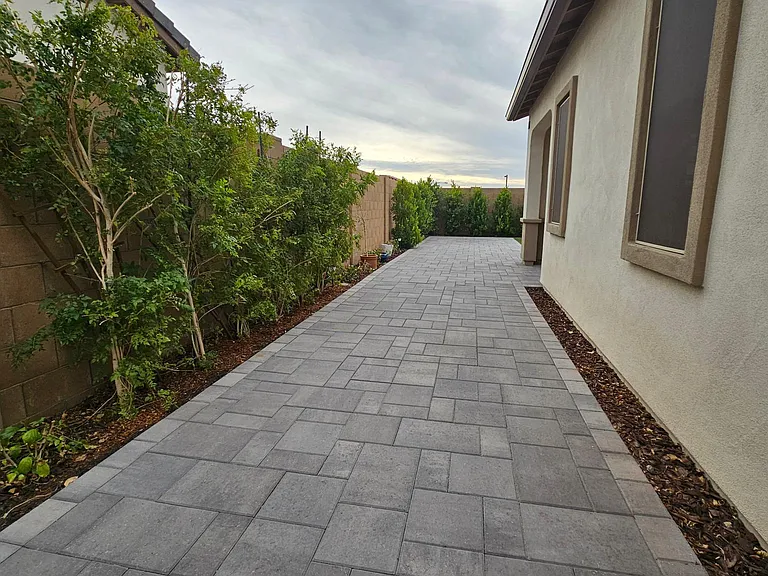Pavers throughout backyard for extra space to play