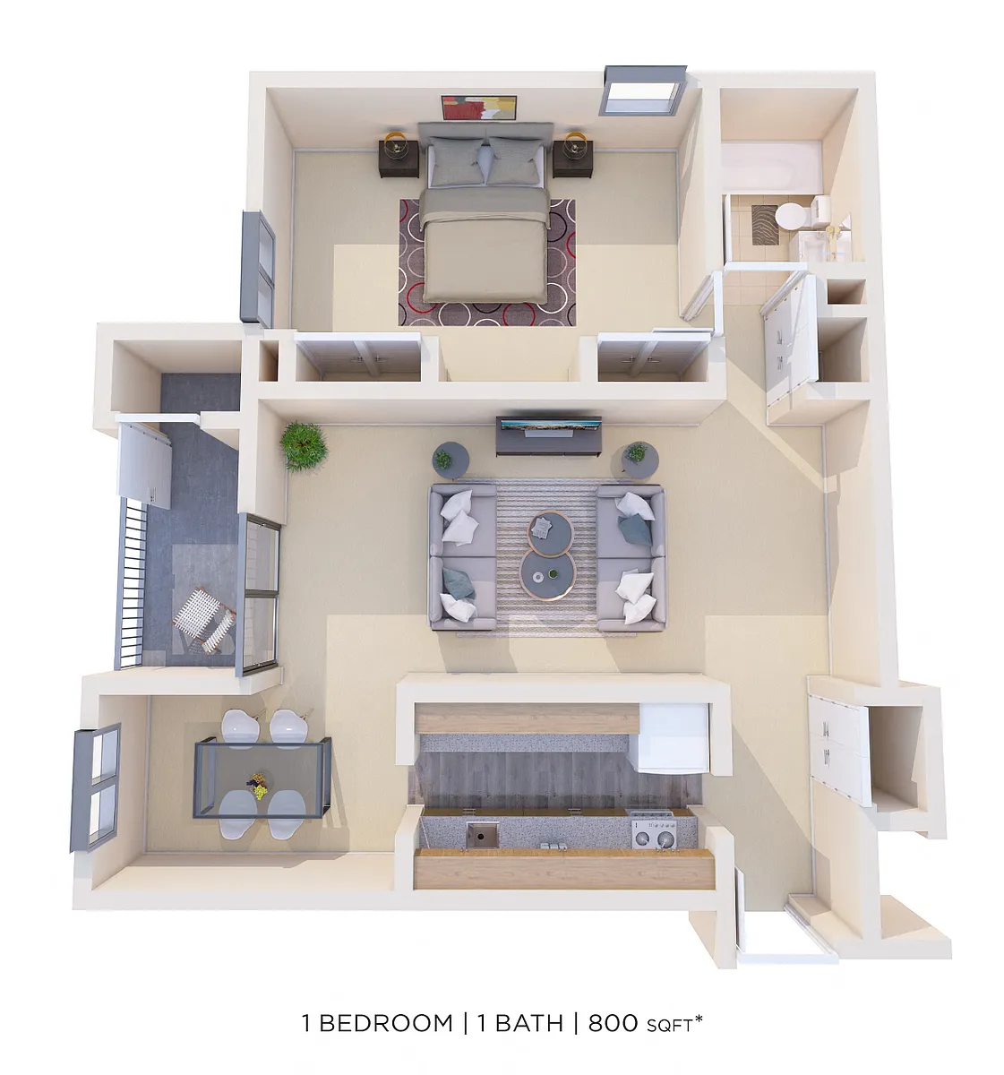 Floor plan One Bedroom - 800 sqft