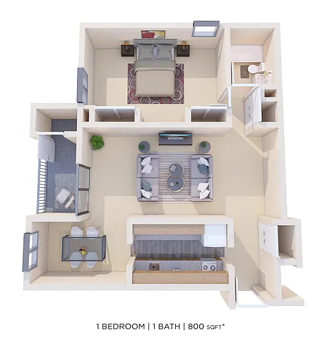 Floor plan One Bedroom - 800 sqft
