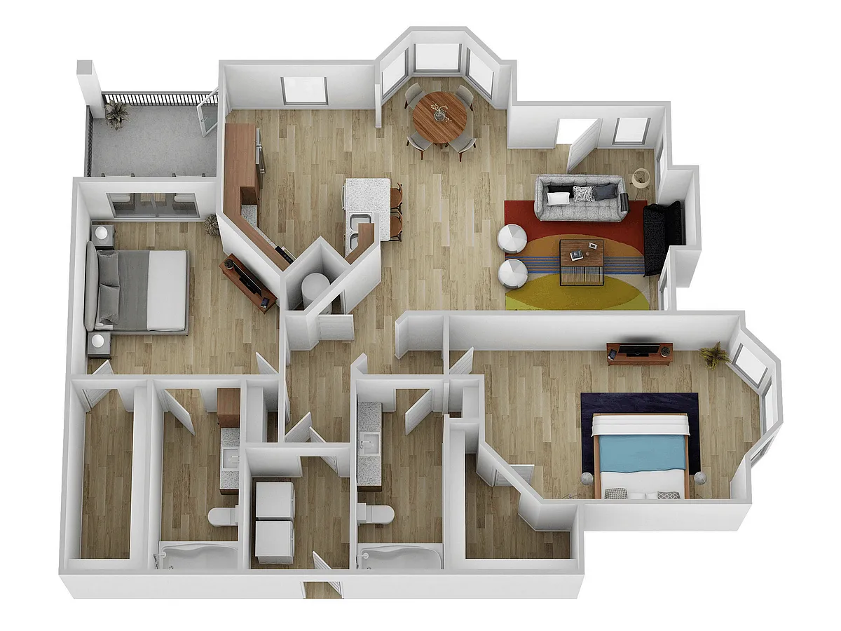 Floor plan 2 Bed, 2 Bath F (60% Income Restricted)