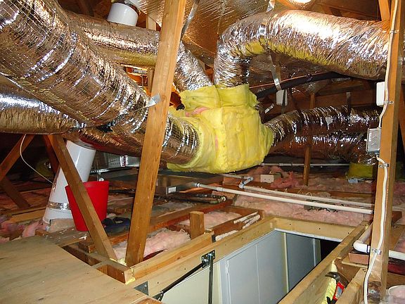 A/C evaporator in attic
