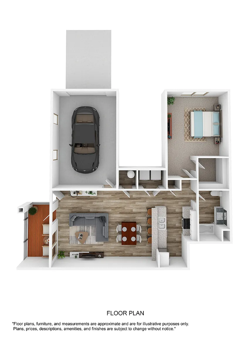 Floor plan A8 Willow - One Bedroom, One Bathroom w/Garage