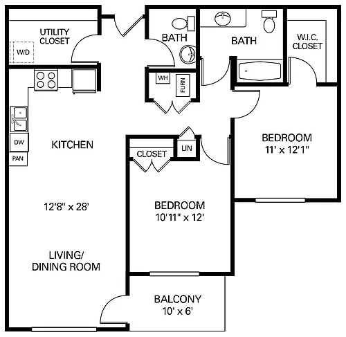 Floor plan 2BD-E