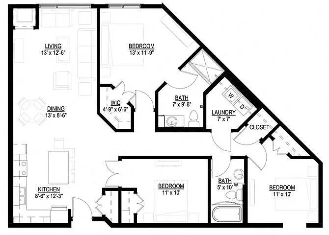 Floor plan Three Bedroom B