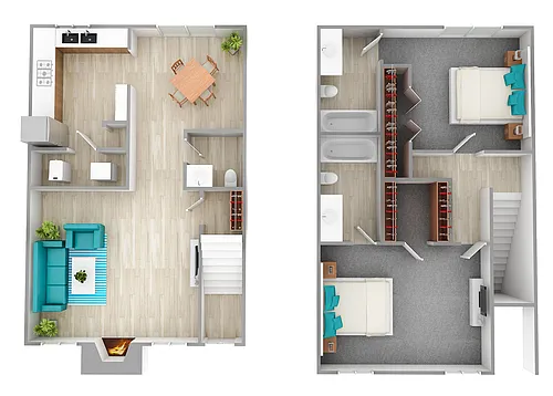 Floor plan B3 - Two Bedroom Townhome