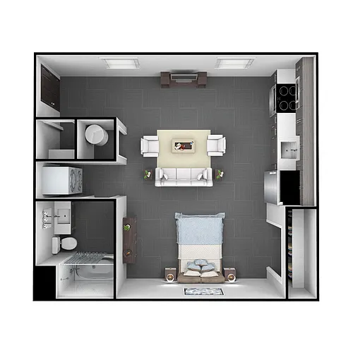 Floor plan 0 Bedroom, 1 Bathroom 566 SF