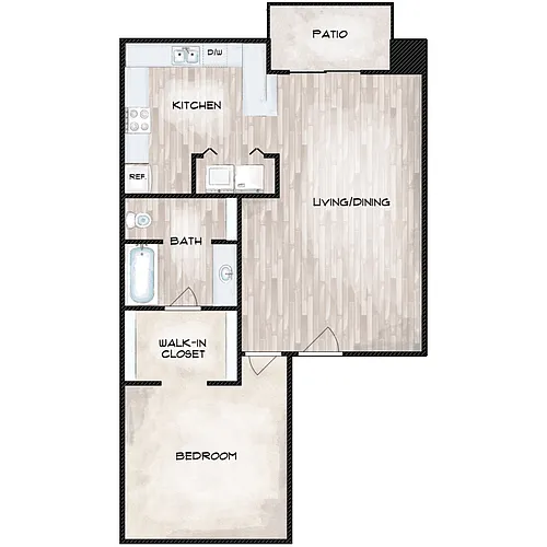 Floor plan 1 Bed 1 Bath Villas