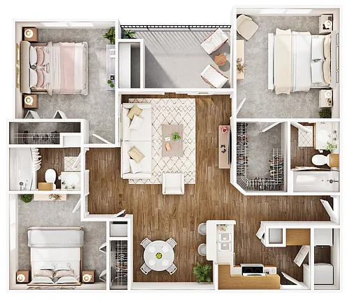 Floor plan C1 - 3bed/2bath