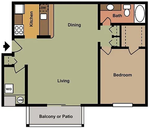 Floor plan 1x1 Traditional