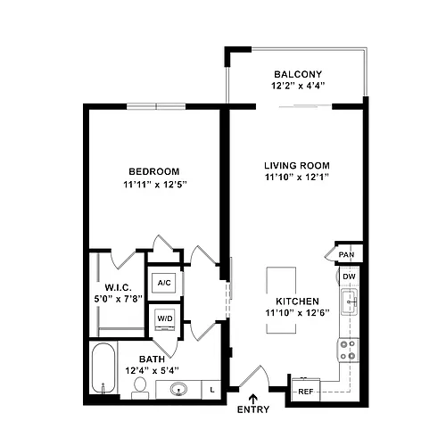 Floor plan 1 Bed/1 Bath-A1