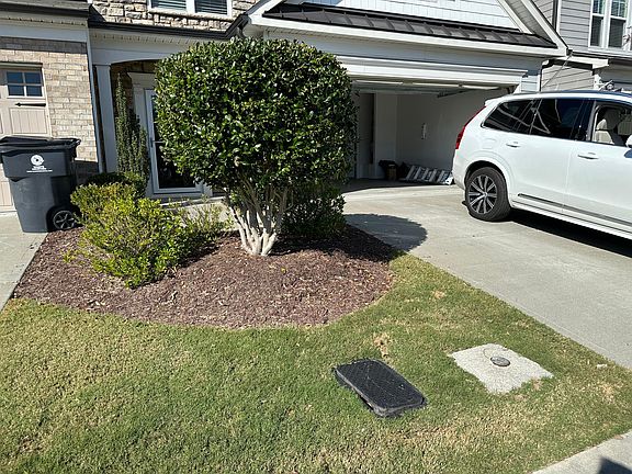 A view from the street of the front door.