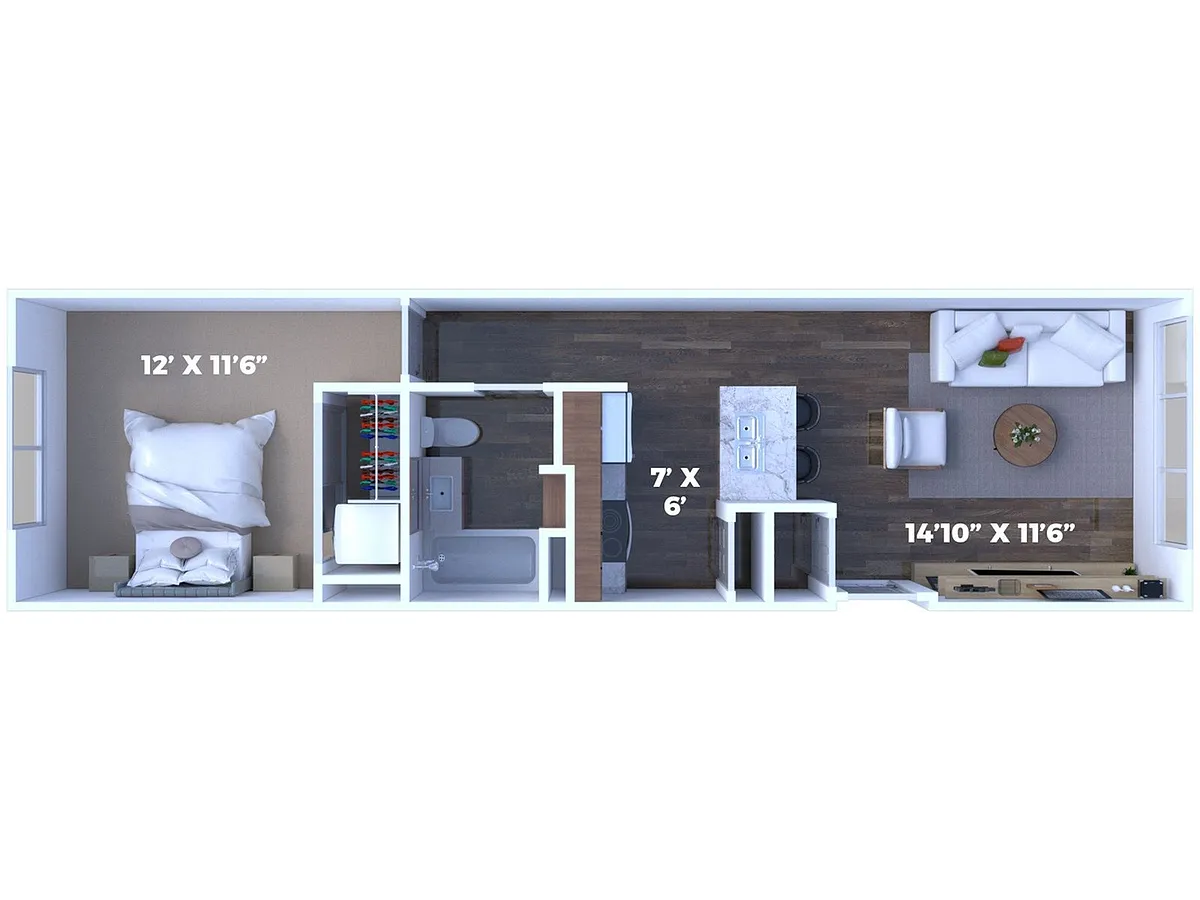 Floor plan 1 Bedroom/1 Bathroom
