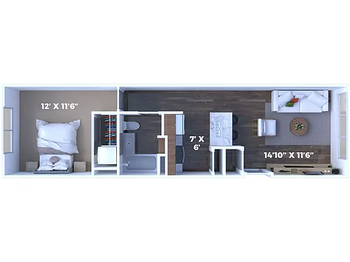Floor plan 1 Bedroom/1 Bathroom
