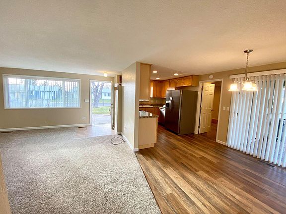 dining, living room, and kitchen